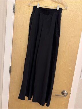 lululemon athletica Black Wide-Leg Track Pants with Elastic Waist